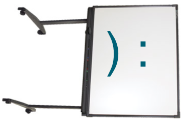 An image of an interactive whiteboard on it's side with a frowny face. Wah-wah.